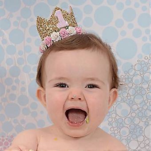 Baby Blomsterkrans Hårband Födselsdagshårtillbehör Typ 2 (Guld)