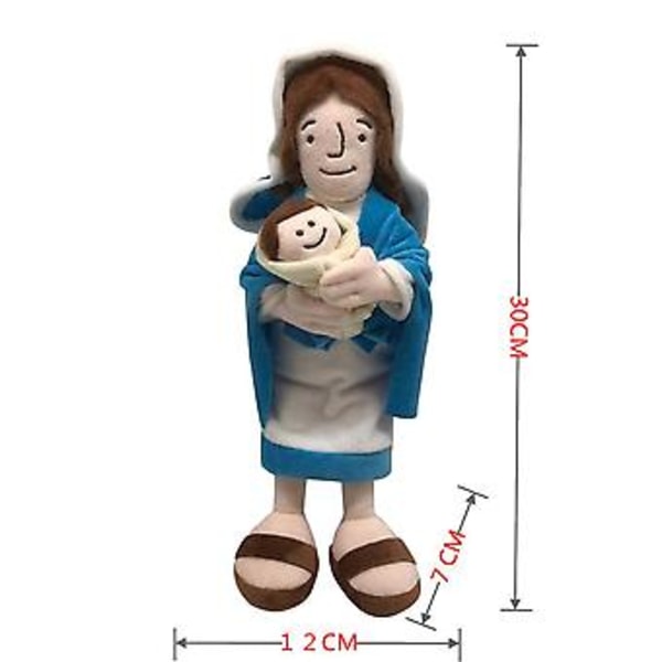 Jomfru Maria Jesus Kristus Plyslegetøj Religiøs Plushie Blød Fyldt Dukke Figur Kristent (B)