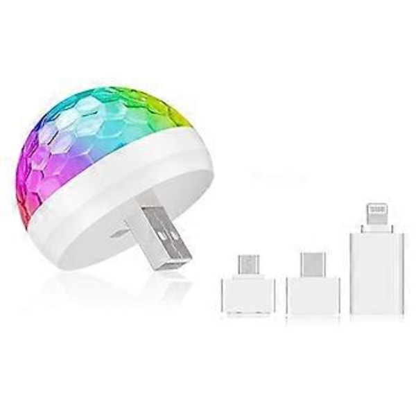 Mini diskokuglelampe USB, diskokugle LED-festlampe stemmestyret diskofestlys musikstyret diskolys effekter diskolys til børn
