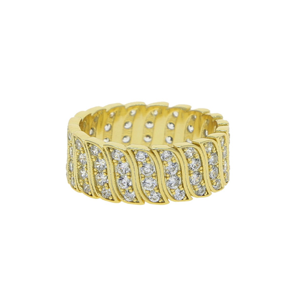 Forgyldt chunky ring | Cubic Zirconia stablebare ringe | Chunky bred ring til kvinder