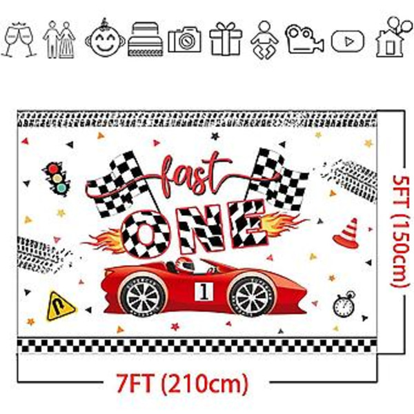 En Födelsedag Bakgrund Racing 1-års Kalas Dekorationer Banner för Barn Pojke Tårta Bord Bakgrund Studio Fotografering Rekvisita (7x5ft)