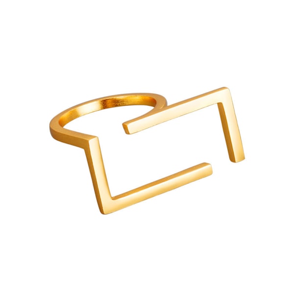 Unik rektangulær åpen ring for kvinner og jenter, gullbelagt, minimalistisk