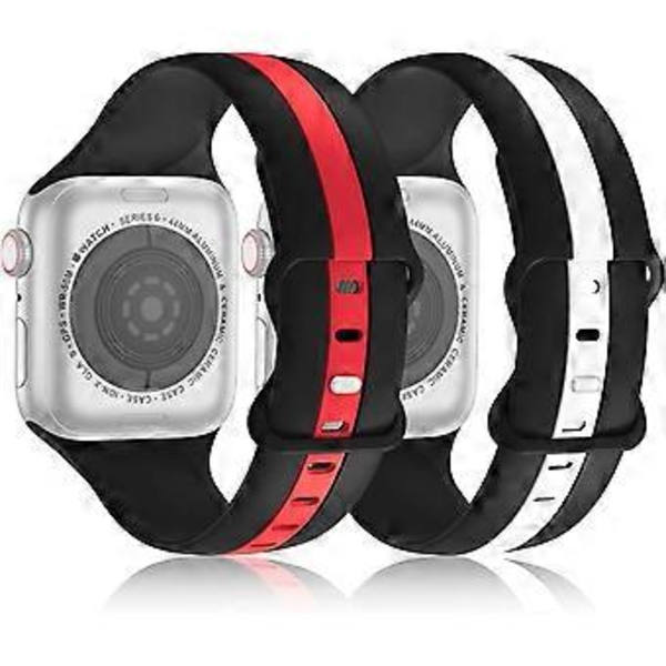 HUUOGUO 2 kpl Muotoilijan Urheilunauha Yhteensopiva Apple Watch -nauhan kanssa 38 mm 40 mm 41 mm iWatch -nauhat Naisille Miehille, Pehmeä Silikoninen Urheilunauha Apple Watchille