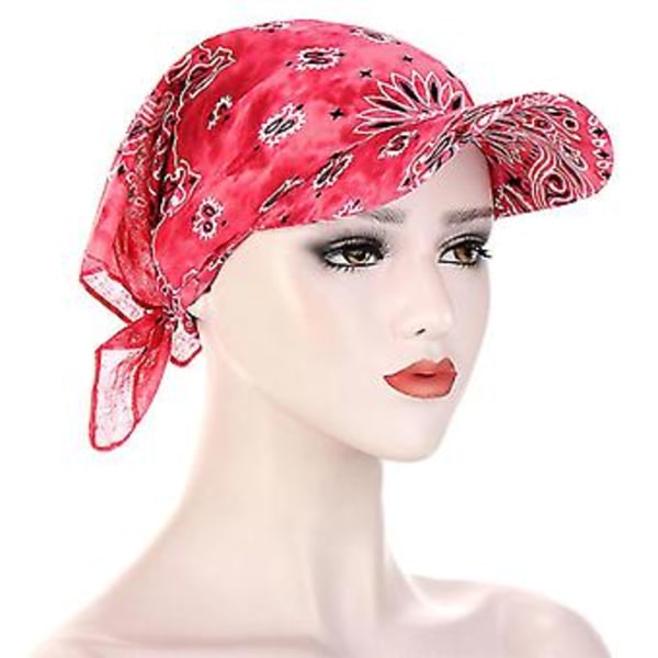 Unisex Bomulls Solhatt Hedging Cap Huvudbonad Tryckt Bandana Med Brätte Huvadduk Västerländsk Baseballkeps Utomhushatt (Röd)