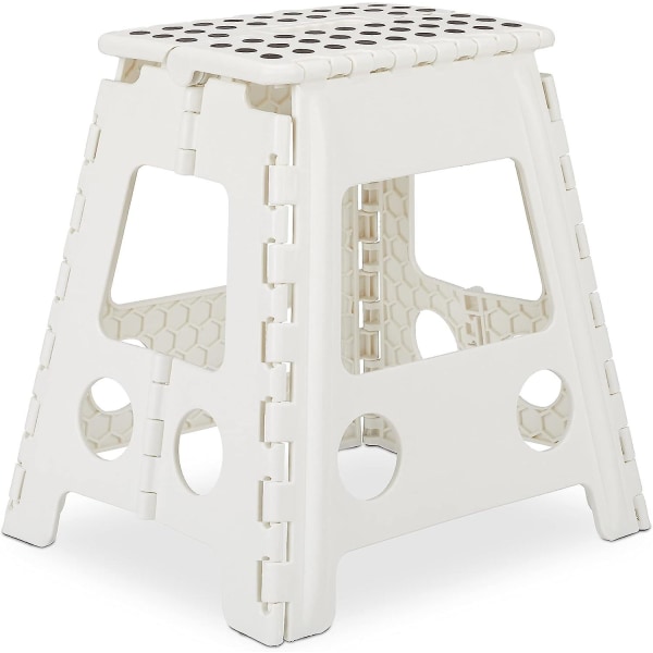 Xl Portable And Foldable Plastic Bathroom Stool Up To 120 Kg Height 39.5 Cm White