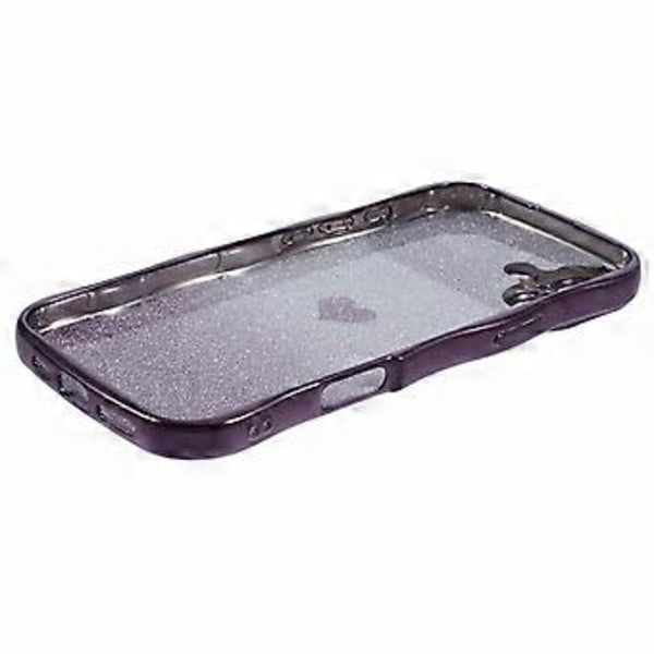 Skal till iPhone 16 Plus Kärlekshjärta Gradient Glitter TPU Telefonfodral Elektropläterad Krullig Ram (Stil F)