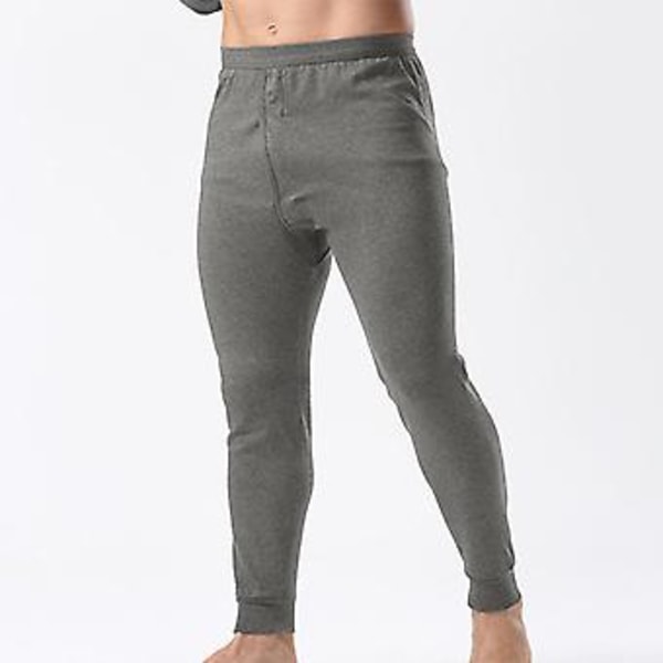 Fianao Base Bukser Høj Elasticitet Termisk Foran Åbning Ankel Båndet Mænd Lange Bukser til Sovning (3XL Sort)