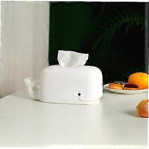 Silikon Vævspapir Dispenser Sød Hvalformet Vævspapir Dispenser Holder Serviet Organiser til Badeværelse Vanity Bordplader (hvid 1 stk)