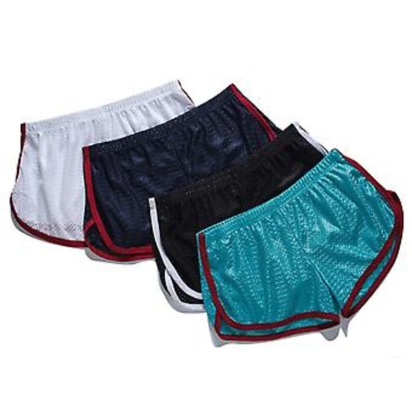 Mäns Underkläder Solid Färg U Konvex Låg Midja Elastisk Andningsbar Underbyxor Lös Mesh Boxers Kalsonger Casual Sport Shorts för inomhus (M Himmelblå)