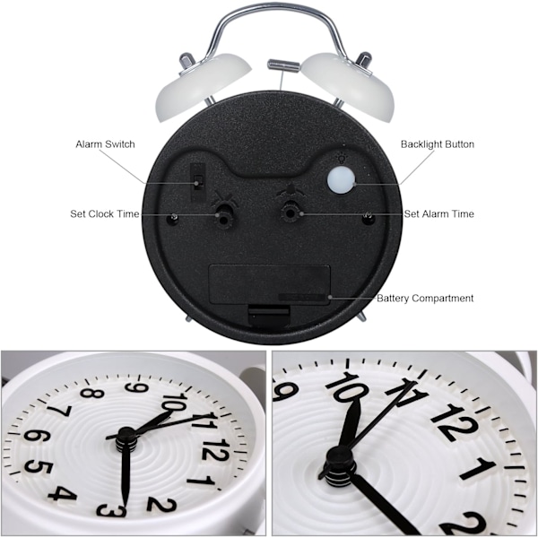 Dubbelklocka - 10cm - Tyst - Batteridriven - O
