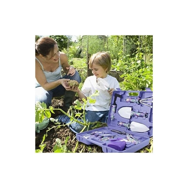 Trädgårdsredskap, 10 delar set, Set med bärväska, present till trädgårdsälskare Lila -