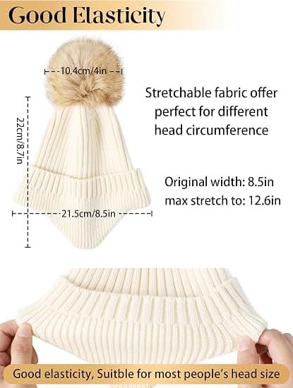 Vinterhatte til kvinder - Beanies til kvinder Vinterhat med kunstig pels Pom War