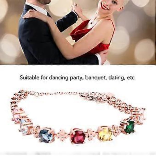 Skinnende Farverige Rhinestone Armbånd Kvinder Udsøgt Moderne Elegant Sølv Armbånd Smykker Rosaguld