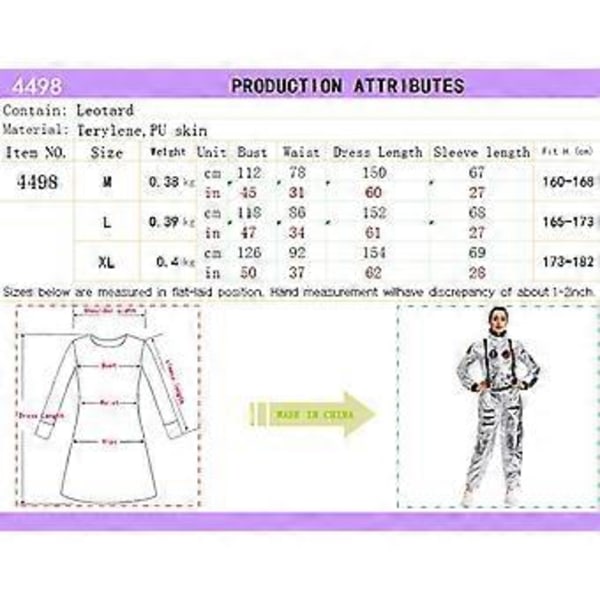 Rymdastronauts Cosplay Uniform Män Kvinnor Halloween Karneval Prestanda Kostym (L Kvinnor)