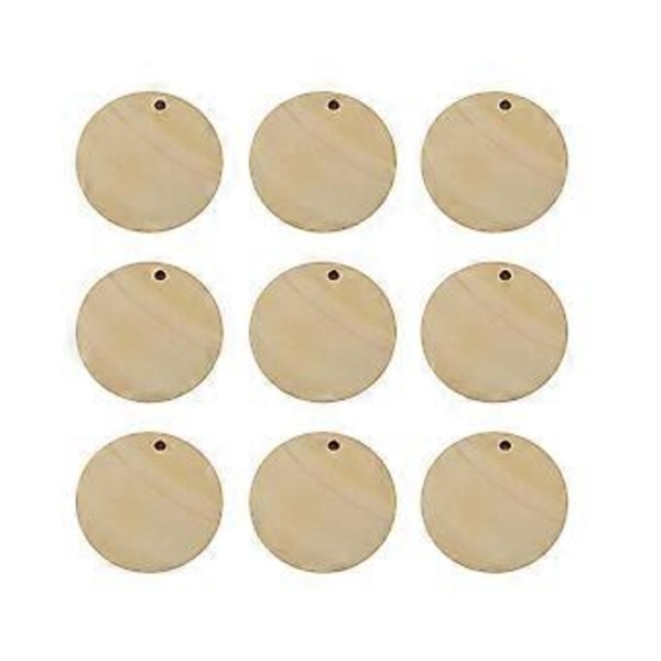 50 kpl Pyöreä Puuviipale Riipus DIY Korutarvikkeet Yksireikäinen Puuviipale Riipus (35mm)
