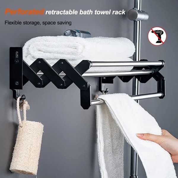50cm Retractable Towel Rack, Wall Mounted Bathroom Towel Rack, No