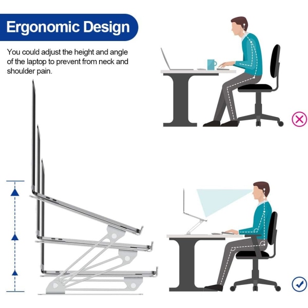 LS10 Laptopstativ, Ergonomiskt Laptopstativ, Aluminium Laptopstativ