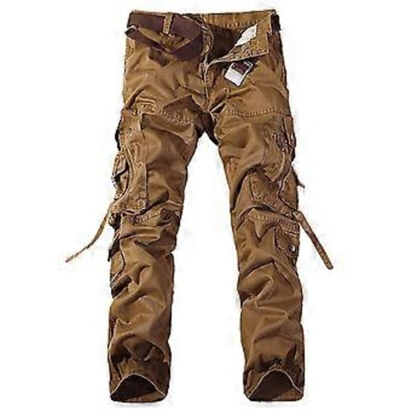Män Taktiska Arbetsbyxor Army Militär Combat Casual Lösa Byxor (34 Brun)