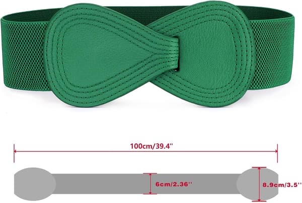 Interlock-spenne 8-formet elastisk belte i imitert skinn for damer