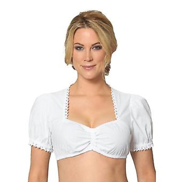 Bigsale Dirndl-pusero röyhelöillä, valkoinen - Perinteinen, tyylikäs baijerilainen Oktoberfest-lyhythihainen pusero (XL helmenvalkoinen)