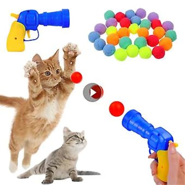Kattretande Leksakspistol Plyschboll Plyschboll Skyttepistol Interaktiv Träning Självavslappnande Katt Leksak Elastisk Plyschboll Husdjursleksak (10 st bollar)