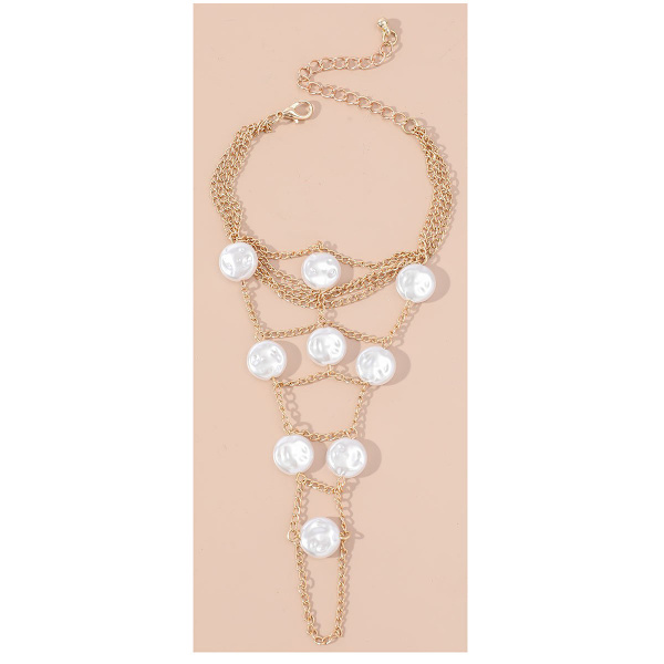 Pearl Finger Ring Armbånd til Kvinder Bohemia Håndkæde Perle Finger Kæde Armbånd Guld Kæde Kvast Perle Armbånd S