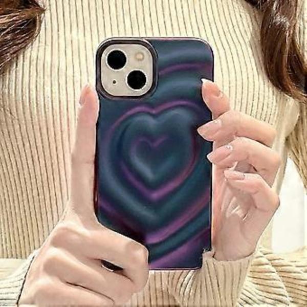 iPhone 14 Love -puhelimen kuori, tyylikäs söpö pehmeä silikoninen violetti 3D sydämen muotoinen vesiaaltojen kimaltava iskunkestävä naisen tyttöjen puhelimen kuori iPhone:lle