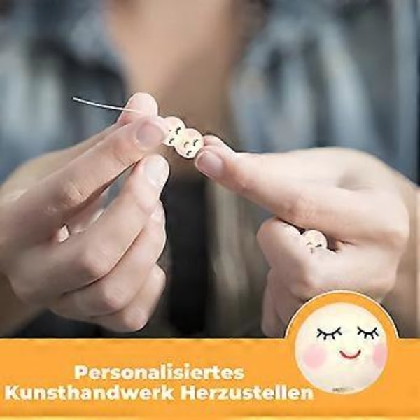 Crafting Joy: Smile Face Træperler, Naturligt Træ, Høj Kvalitet Til Diy Håndværk, Smykkefremstilling, Glat Overflade, Holdbar, Alsidig Håndværk