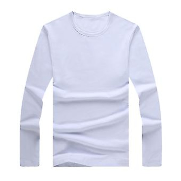 Fianao Miesten Yläosa Yksivärinen Pyöreä Kaula Casual Pitkähihainen Slim Kaikki Sopivat Peruspaita Työhön (2XL Valkoinen)