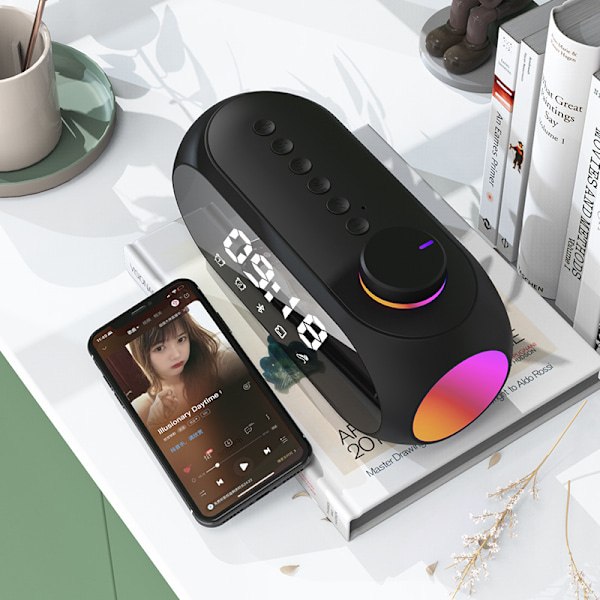Bärbar Mini Fm Radiomottagare Hifi Ljud Rgb Bluetooth Högtalare Med