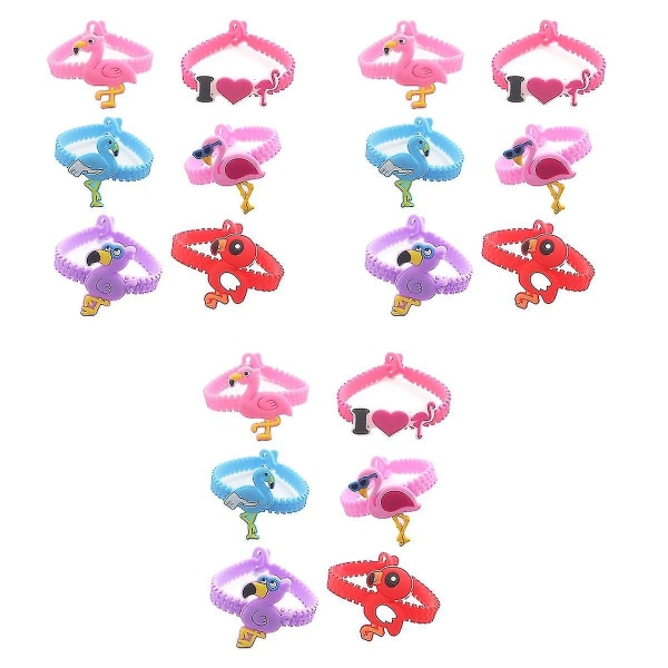 18 st Barn Flamingo Style Armband Färgglada Armband Dekoration Barn Armband Hand Ringar För Gåvor Födelsedagsfest Favor Supplies Nyhet Leksaker