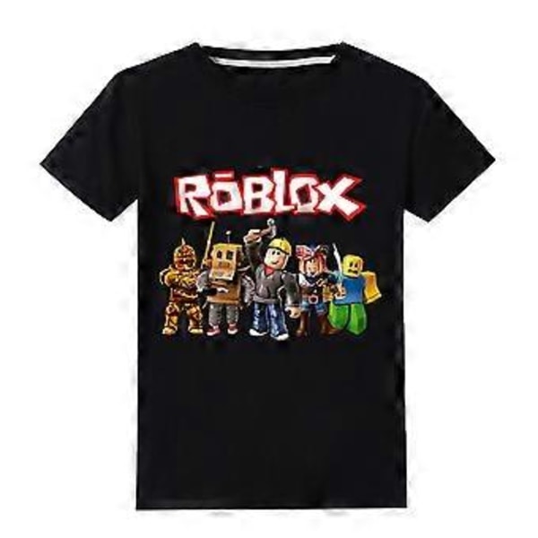 Roblox Painettu Lasten Poikien Lyhythihainen T-paita Kesä Tee Paita Pyöreäkaulainen Yläosa (7-8 Vuotta Musta)
