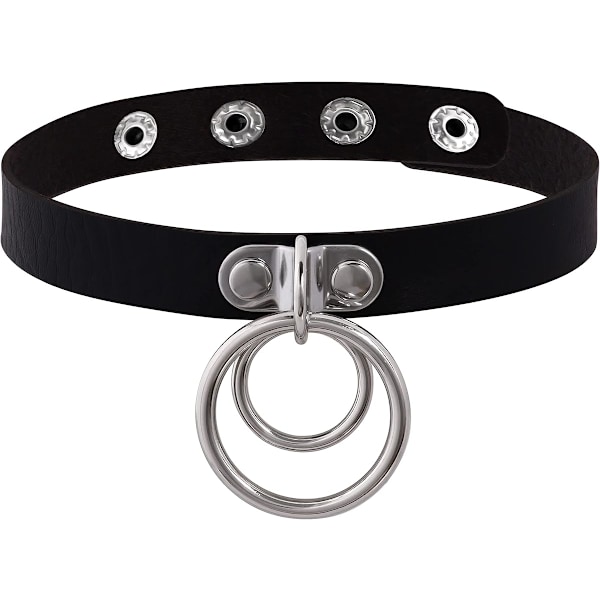 Goth Punk Svart Halsband, Svart PU Läder Halsband Krage, Goth Halsband Halsband, Halloween Jul Nyår Smycke