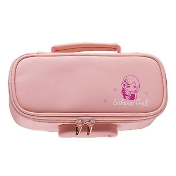 Stor Oxford Blyantspung med Kode-Lås Lynlås Pen Opbevaringspung Skoleartikler (Pink)