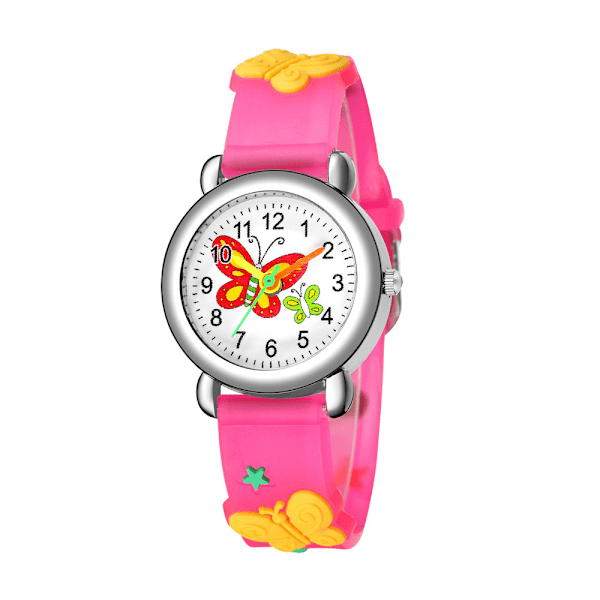 Cute Butterfly Pattern Quartz Watch Rose Red