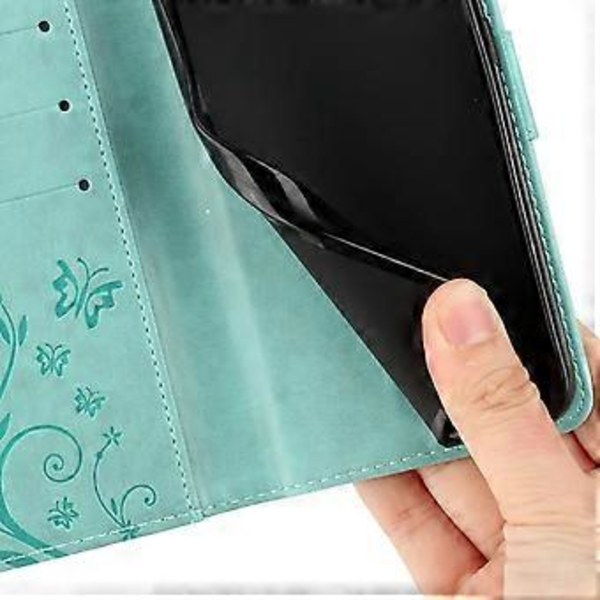 Fodral för Xiaomi Redmi Note 13 5G med fjärilsmönster PU Läder Plånboksfodral (Babyblå)