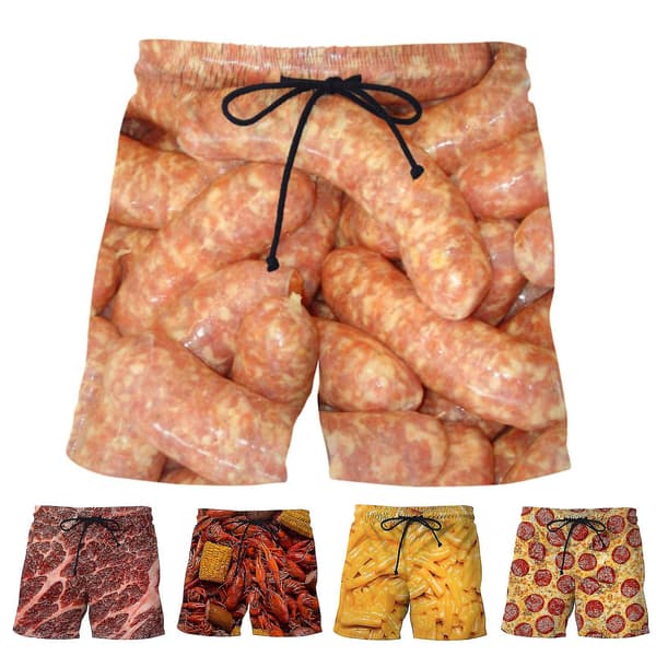 Korvtryck herrshorts breda ben elastisk midja dragsko matshorts.M.Rosa