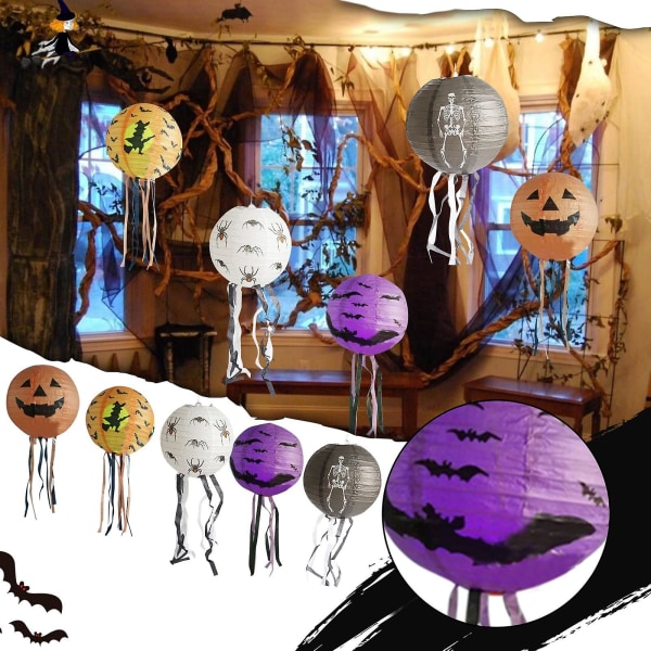 Halloween Papperslykta Fällbar Bälte Skägg Spindel Fladdermus Skelett Prop Charm style 3