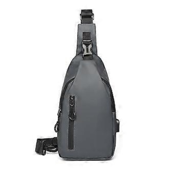 Rintalaukku miehille - Yksiolkainen crossbody-laukku - yksinkertainen ja rento trendi - monitoiminen laukku miehille - pieni reppu - muodikas rintalaukku (harmaa)