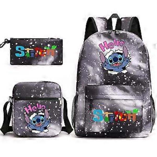 Lilo Stitch Tryckt Ryggsäck Casual Student Skolväska Tredelat Set 40
