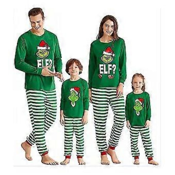 Jule Grinch Familie Matchende Pyjamas Sett Topp Stripete Bukser Antrekk Nattøy Jul Hjem Nattklær For Menn Kvinner Barn -NMAOV(4-5 År Pappa)
