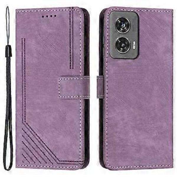 For Motorola Edge 50 Fusion 5G Støtsikkert Deksel med Preget PU-Lær Lommebok Mobiltelefon Shell (Stil F)