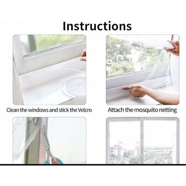 2-pack 150x200 cm myggnät fönsterduk för fönster självhäftande A