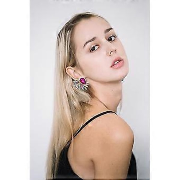 Rhinestone Statement Ørepynt for Kvinner og Jenter - Fargerike Krystallklynger, Droppende Ørepynt, Retro Englevinger, Stilig Smykkegave