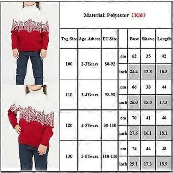 Julegenser for Familie - Matchende Gensere for Menn, Kvinner og Barn - Stygg Snøfnugg Strikket Pullovergenser Topp Strikkeplagg (4-5 År Barn)
