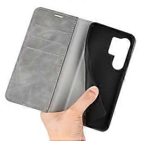 Til Samsung Galaxy S25 Ultra Etui Skin-Touch Læder Wallet Telefon Cover (Style D)