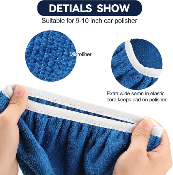 9 stk. 9 til 10 tommer bufferhætter voksere bufferpuder sæt mikrofiber C