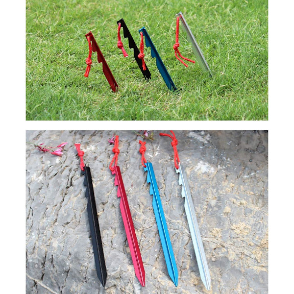 Tältpinnar 18cm Aluminiumlegering Pegs Lätt Fixering Stake 10