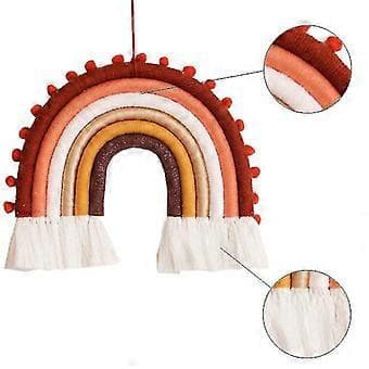 Regnbue macrame vægophæng til baby drengeværelse.