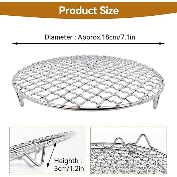Ruudukkogrilli/grillilisävaruste, 18 cm/7,1 tuuman ruostumattomasta teräksestä valmistettu grilli